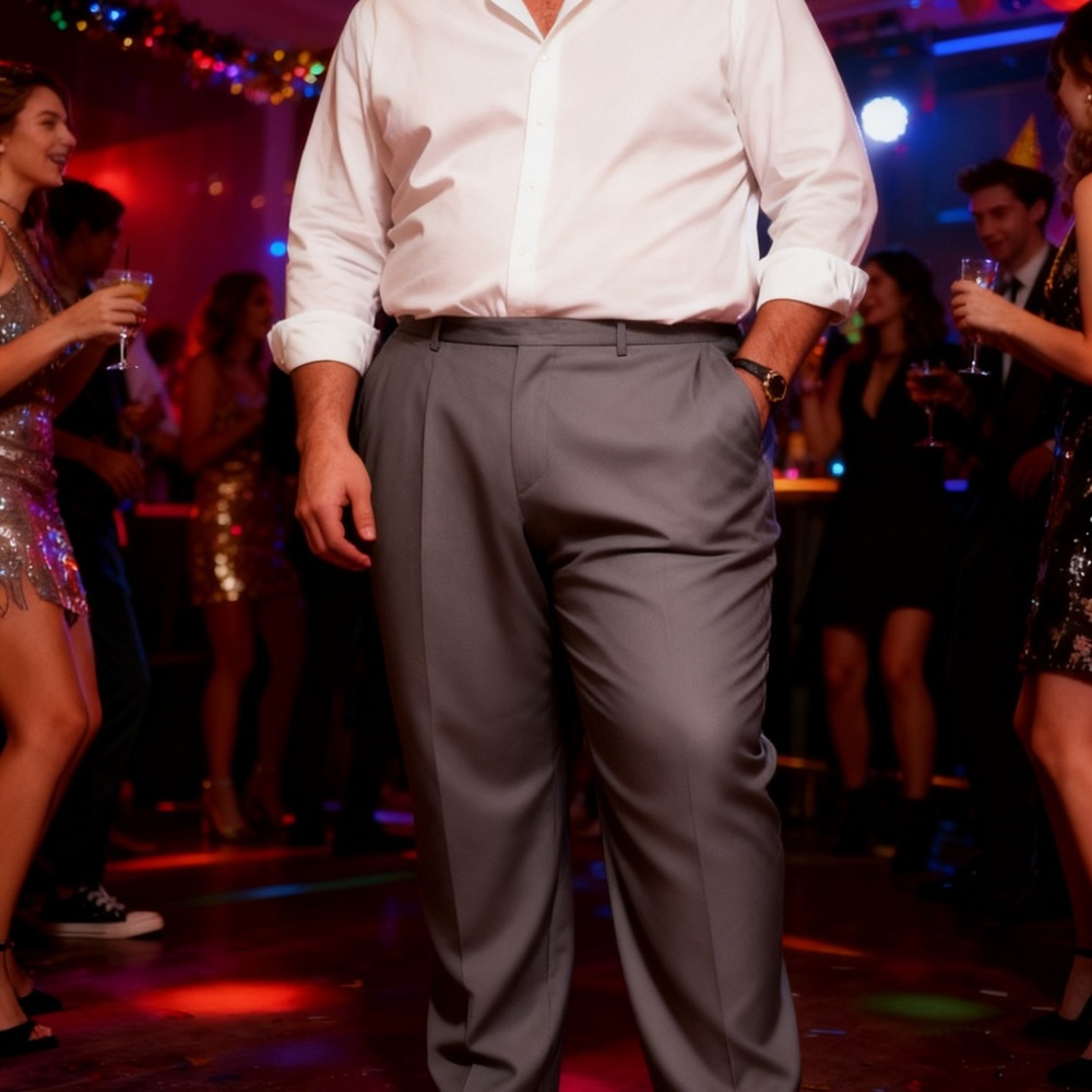 48w 30L Men's White Shirt and Gray Pants
